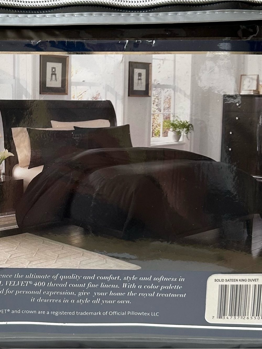 Royal Velvet 400 TC King Duvet Cover Set - Black